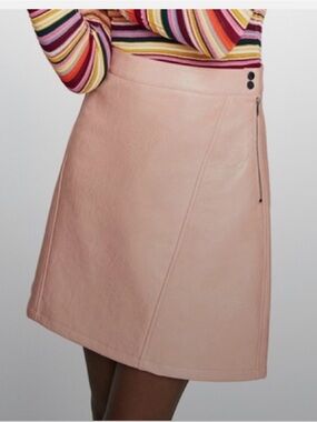 Zara Faux Leather A-Line Mini Skirt in Light Pink